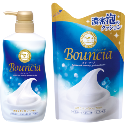 Cow Brand Bouncia Мыло для тела с коллагеном, гиалуроновой кислотой с ароматом белого мыла