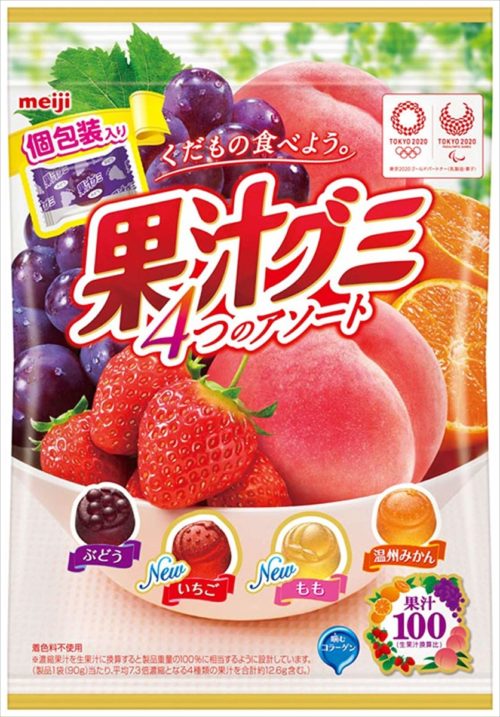 Meiji Juice Gummy Мармелад с фруктовым соком, ассорти, 90 г